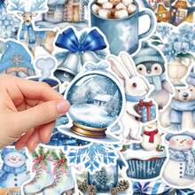 50pcs GUTBD Winter-Themed Stickers - Festive PVC Decals For Laptops, Phone Cases & Notebooks - Snowy Landscapes, Snowmen, Reindeer & Holiday Decorations, Laptop Decoration | Winterthemed Decor | PVC Material