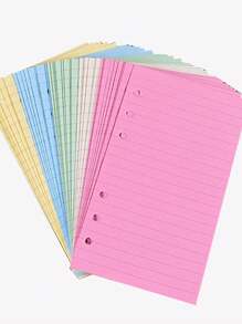 ورق مخطط قابل لإعادة التعبئة ب- 6 ثقوب بحجم A5/A6 ملون، 50 ورقة لكل مجموعة، 5 ألوان لصفحات الاستبدال لإدراج الدفتر وأجندة المخطط، متوافق مع إدراجات الدفتر/أجندة المخطط