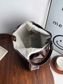 Túi đeo vai thời trang dung tích lớn dành cho nữ, Túi tote thiết kế - Cà phê - Xem 9