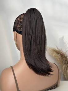 14-Inch Short Straight Brown Claw Ponytail Hair Extensions, Heat-Resistant Synthetic Ponytail Wig Suitable For Girls, Women, Parties, And Daily Use - Dark Brown - View 9