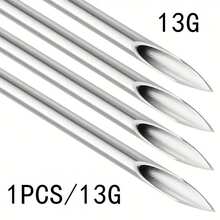 316 Stainless Steel Needles - 12G, 13G, 14G, 16G, 18G, 20G, Suitable For Ear Cartilage, Ear Lobe, Helix, Conch, Nose, Tongue, Eyebrow, Lip Piercing Tools - Silver - View 40