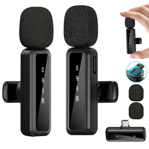 Wireless Lavalier Microphone For IPhone - Android Phone, Computer, Mini Lapel Mic, USB-C Microphone With Noise Reduction And Crystal Sound For Video Recording, Vlogging, Singing