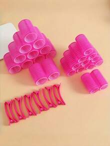 18pcs/Set Women Perm Hair Curlers, Including Self-Adhesive Perm Rods And Painless Clips - Suitable For Ladies And Girls, Get Salon-Level Volume At Home, Suitable For Volumizing Roots, Creating Soft Waves Or Daily Styling, Reusable, Sturdy And Indispensable For Daily Use, Time And Effort Saving, Hair Styling Kit, Hair Tool Kit, School Stuff, Curly Hair Tools, Hair Accessories ,Hair Styling Tools