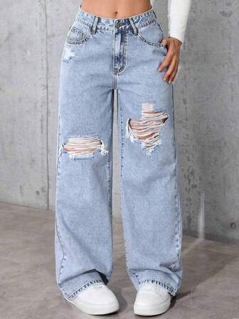 Jeans desgastados para adolescentes, pantalones vaqueros cómodos y versátiles