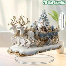 2D Flat Bohemian Style Christmas Sleigh Decor, With Santa Claus - Multipurpose Holiday Decoration For Home, Bedroom And Yard, Christmas Gift