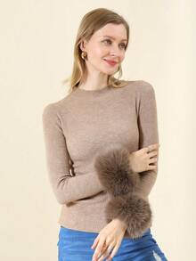 1 Pair Women's Casual Elegant Faux Fur Wrist Cuffs, Suitable For Outdoor, Wedding, Party, Casual Outfit, Winter