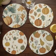1 set/4 piezas /6 piezas /300 piezas Posavasos de barro de diatomeas con estampado de elementos otoñales, adecuados para decoración del hogar, cafeterías, meriendas, decoración de restaurantes, fiestas temáticas, decoración diaria, y también pueden ser dados como regalos de otoño