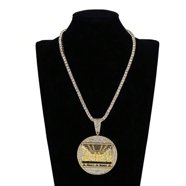 Last Supper Pendant Hip Hop Punk Iced Out Jewelry Boys Jewelry Cuban Link Chain For Men Sports Gifts For Boys Helloween
