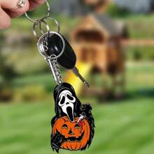 Decorațiune cu pandantiv cu lanț acrilic în formă de diavol de groază de Halloween, potrivită pentru cheile mașinii, rucsacuri