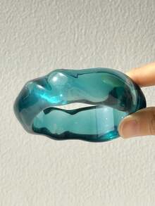 1pc Asymmetrical Resin Bracelet With Ombre Laser Color Gradient, Beach Vacation Accessories - Multicolor - View 20