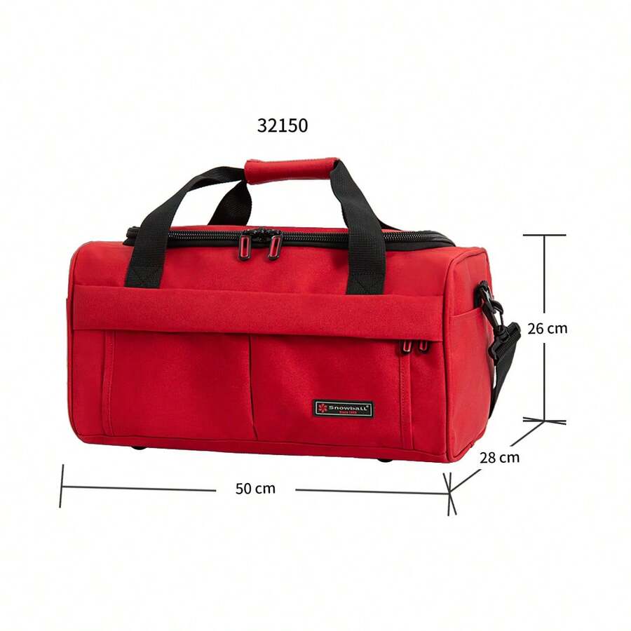 1 Stück Oxford 93L großer 600D Polyester Reisetasche, europäische Marke französisches Design, wasserdicht mit vielen Fächern 70x38x35cm, Reise, Geschäftsreise, Urlaubsutensilie, Feriennotwendigkeit, elegant, modische Grundlage, Frühling, Familienausflug Geschenkidee, Top-Artikel, leuchtender Farbkontrast, unisex - 32150 (50x26x28cm) rot - Übersicht 1