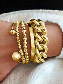 Vintage Elegant Retro Coin Design 1-25pcs/Set Metal Geometric Asymmetrical Hollow Line Wrapped Flower Carved Textured Wide Bangle Bracelet, Exaggerated Hiphop High-End Jewelry For Women Men Couples, Ideal For Vacation, Party, Date, Holiday Gift, Daily Matching, Halloween, Christmas, New Year (Random Style) - Multicolor - View 6