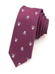 1pc 6CM Skull Tie, Street Punk Rock Goth Style For Halloween