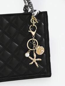 1 Stück modischer Schlüsselanhänger aus Legierung mit Perle und Seestern, süße Nachahmung von Muschel, Seestern und Konchen, Schlüsselanhänger Anhänger, Damen Tasche/Geldbörse Deko Anhänger, Brautjungfer Geschenk, Sommer Strand Accessoire, Anhänger Dekoration, eleganter Schlüsselanhänger mit Seestern und Muschel, geeignet für Frauen, ideal für Strandurlaub, täglichen Gebrauch, beliebt bei modebewussten jungen Leuten, ideales Geschenk für Mütter