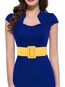 Women's Stretchy Belt 1950s 3 Inch Wide Elastic Belts - Màu vàng - Xem 6
