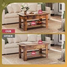 Rustic Style Furniture Table 39" Lift Top Coffee Table With Hidden Compartment Storage Shelf Living Room Center Table Office Reception Room Space-Saving Organizer - 質樸的棕色 - 查看 5