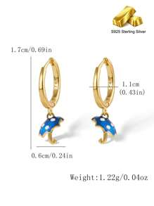 1 Pair Cute Small Blue Enamel Umbrella Pendant 925 Sterling Silver Earrings – Perfect For Ladies' Daily & Holiday Party Wear | Ideal Birthday, Halloween & Christmas Jewelry Gift