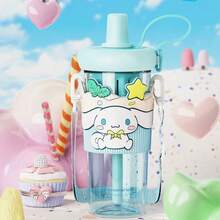 MINISO Cinnamoroll Popular Cartoon Vibrant Fruit Tea Space Cup 550mL/18.6oz.Unique Cup Body Design, Dual - Mode Of High - Quality Straw And Direct Drinking, Sealed And Leak - Proof, Suitable For Work, Leisure And Sports(1 Pc) - Blue - View 4