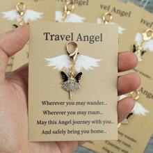 4pcs/7pcs/8pcs Rhinestone Travel Angel Keychains With "Travel Angel" Guardian Card,Mini Angel Keychain For Women,Ideal For Family,Friend,Travel Blessing ,May The Angel Accompany Your Journey & Bring You Home Safely Halloween Accessories Teachers Day Christmas Gift Ideas Bag Accessories Lanyards With Id Holder Car Accessories Bag Charms