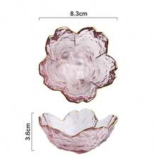 3pcs Glass Cherry Blossom Sauce Plate, Transparent Dining Table Sauce Dish Dessert Plate, Suitable For Living Room, Dining Room, Holiday Decoration, Wedding Table Decor, Sauce Plate, Spring/Summer Home Decor, No Electricity Or Battery Required, Halloween And Christmas Party Supplies