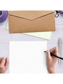 40pcs Plain Envelopes, Vintage Minimalist Triangle Flap Design, Invitation Envelopes, Suitable For Wedding, Anniversary, Celebration Party Invitations, Size: 8.66 X 4.33 Inches - Multicolor - View 4