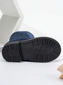 25 双秋冬女童西部靴，新款耐用保暖舒适平底西部风格婴儿靴，百搭 - 藏蓝色 - 查看 4