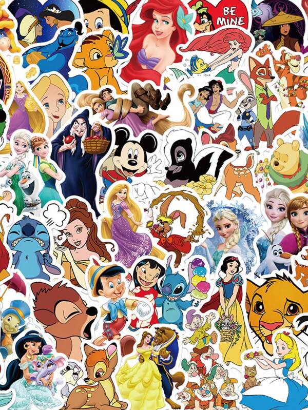 Disney 50PCS Disney Genuine Authorized Classic Disney Cartoons Character Sticker DIY Cute Cartoon Anime Sticker For Luggage Guitar Laptop Phone Bicycle Scrapbook PVC Gift Decal ﻿
