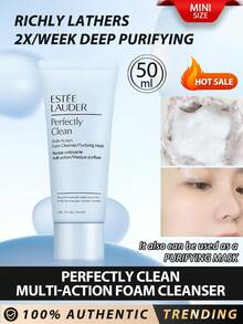 Estée Lauder [Ukuran Mini] Perfect Clean Multi-Effect Foaming Cleanser/Masker Pemurni 50ml / Busa Melimpah, Daya Pembersih Kuat. Masker Pemurni 3 Menit / Cocok Untuk Kulit Normal/Kombinasi / Pembersihan Harian yang Lembut, Pemurnian Mendalam Dua Kali Seminggu, Busa yang Menyegarkan / Busa yang Menyegarkan ini Membersihkan Kulit Anda dengan Lembut dan Menyeluruh, Merawat Kulit Wajah Anda. - 50ml - View 1