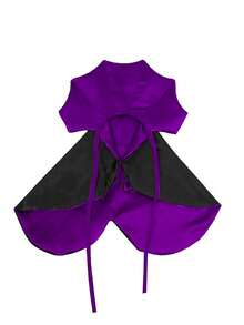 1pc Gothic Style Red & Black Contrast Pet Vampire Cape Costume Halloween Halloween Costumes - Multicolor - View 3