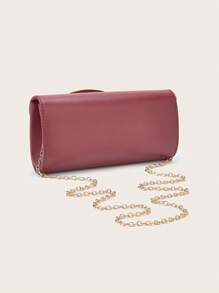 Retro Vintage Solid Color Clutch Wallet, All-Match Carry On Purse, Stylish PU Bag For Women, And For Wedding, Party, Prom, Dinner - Burgundy - View 5