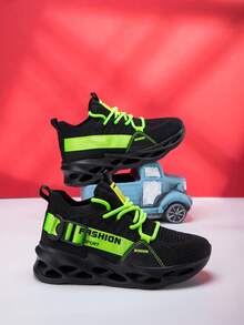 Boys & Girls Breathable Non-Slip Casual Comfortable Fashionable Outdoor Lace-Up Sports Shoes, Suitable For Autumn