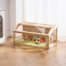 Wooden Hamster Cage, 270° Viewing Hamster Habitat, 32 X 16 X 16 In, Dwarf Hamster Cages With Openable Top, Ventilated Small Animal Cage, Pet Mouse Cage For Gerbils, Rats, Guinea Pigs, Mice - 32 x 16 x 16 inch - Xem 1