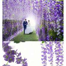 30/50pcs Artificial Wisteria Silk Flower Hanger Wedding Party Home Decoration Green Wall Garden Ceiling Flower Decoration, 1.64-Foot Artificial Flower Rope, Silk Wisteria Flower Wreath, Perfect Wedding Hanging Decoration, Suitable For Parties, Birthdays, Families, Valentine's Day, Gifts Graduation