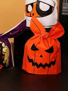 50pcs Halloween Candy Bags, No Candy Or Gift Egg Bag Gifts, Cute Bunny Ears Small Halloween Cookie Plastic Gift Bags, Suitable For Halloween Party Decoration Supplies, Halloween Decorati,Fall Decor,Autumn,Halloween Decorghost Pumpkin.Party Decor