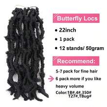 Butterfly Locs Crochet Hair - 22 Inch 1 Pack Pre-Twisted Distressed Crochet Braids Pre-Looped Synthetic Braiding Hair Extensions
