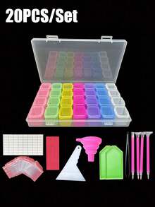28 Compartments Plastic Organizer And Diamond Painting Tools Accessories Set Combination 5D DIY Diamond Embroidery Mosaic Tools Kit Diamond Pen 3/6/9 Heads Diamond Tray Adhesive Fixing Diamond Corrector - Clear - View 16
