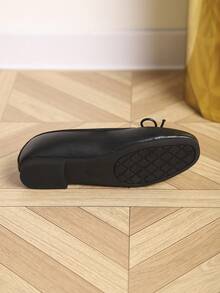 European & American Fashion Ballet Flats, Black Bow Decor Comfortable Soft Bottom Flat Shoes For Women