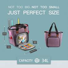 1 pieza Bolsa de almacenamiento multifuncional de gran capacidad para agujas de ganchillo, herramientas de costura, organizador de diseño multicapa, adecuado para aficionados y principiantes de costura y punto - Multicolor - Ver 2