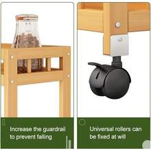 SURUIHK Bamboo Kitchen Rolling Cart, Removable Wood Trolley Island Cart With Multi Layer Storage Shelves, Utility Storage Rack On Wheels For Kitchen, Coffee Bar And Home Organizer - 三層(50x18x72公分) - 查看 5