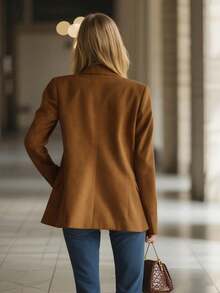 Women's Velvet Blazer , Classic Lapel Collar Double-Breasted Hollow Neck Design , Urban Chic Mix And Match Commuter , Suitable For Business Office Bar Party Fashion Street Photography