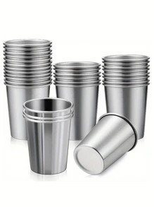 2/4/5/6/8/10/12/15/20/22/25pcs 304 Stainless Steel Pint Cups - 8.79oz/10.15oz Multipurpose Metal Drinking Glasses, Unbreakable, Stackable, Hand Wash Only, Material For Home & Travel Use
