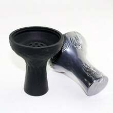 1pc Glass And Silicone Shisha Bowl Hookah Accessories, Suitable For Carbon Tray, Black Hookah Accessories - Black - View 11