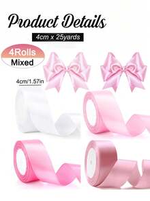 1/2/4 Cuộn Ruy băng satin 4cm tự làm Ruy băng thủ công dùng để làm bó hoa, gói quà, đồ thủ công, làm nơ, trang trí tiệc cưới, ngày của mẹ, tiệc sinh nhật (25 yard/cuộn) - Nhiều màu - Xem 25