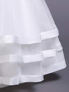 Vestido de princesa de tul blanco para niñas, vestido formal de dama de honor para boda, recital de piano, actuación en el escenario, fiesta de cumpleaños - Blanco - Ver 6