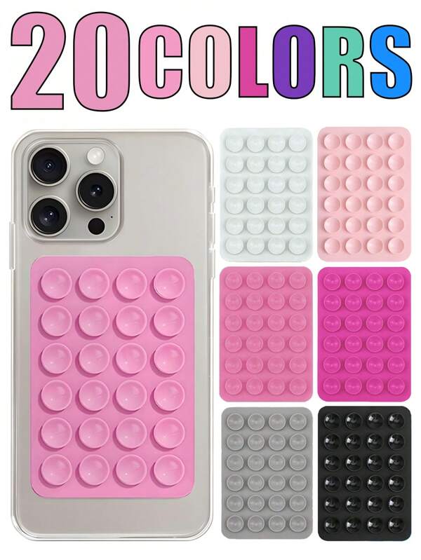 3/5 piezas Soporte de teléfono móvil cuadrado de silicona de múltiples usos con ventosa, ventosa de 24 orificios con fuerte adherencia, 1/10/20/30/40/50/60 piezas, adecuado para diversos escenarios para evitar que el teléfono se caiga, utilizado para video, vibración y accesorios de teléfono para autorretratos