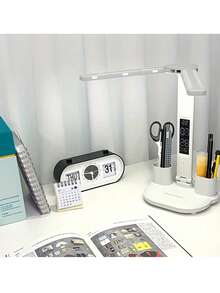 1 Double-Head Pen Holder Desk Lamp, White Light With Three Levels Of Brightness Adjustment, Time Display, USB Plug, Suitable For Bedroom, Study, Office, Gift Giving And Other Scenes - 白光 - 查看 7