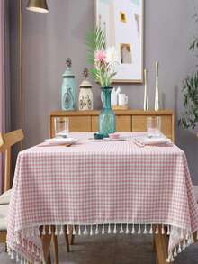 1/20 piezas Mantel a cuadros suave y absorbente con bordes con flecos, reutilizable para picnic, fiesta, sala de estar, comedor, decoración del hogar