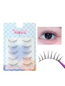 MENGJIESHANGPIN 5对可爱睫毛品牌日韩风透明偶像团体尖尾假睫毛，一体式自然毛感，适合初学者假睫毛 - 尖尾漫畫款 - 查看 4