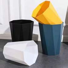 1 pieza Cubo de basura de gran capacidad de estilo nórdico de lujo, adecuado para oficina, cocina, dormitorio, baño, disponible en negro, blanco, amarillo y otros colores, práctico cubo de basura en forma de diamante para uso doméstico y de oficina