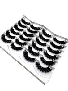 New 12 Pairs Manga Lashes Faux Mink Eyelashes Fluffy Natural Full False Eyelashes Thick False Eyelashes Curling Wispy False Eyelashes Volumized Cat Eye Lashes Cosplay Travel Holiday Parties Essentials Makeup For Various Occasions - 黑色 - 查看 5
